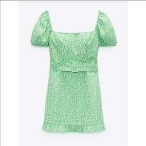 Green floral Zara mini dress